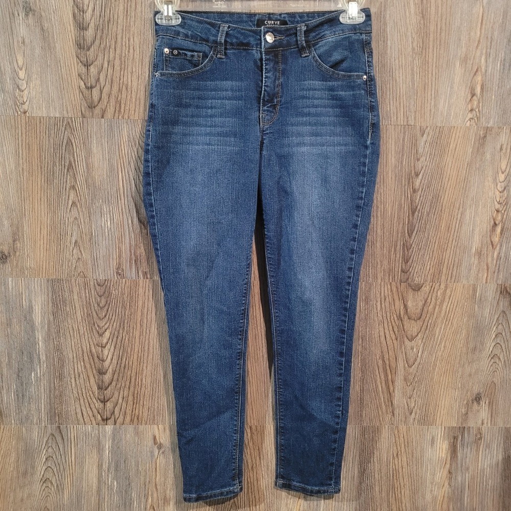 Curve Appeal Skinny Ankle Jeans Size 6 x 26 Mid Rise Dark Wash Stretch